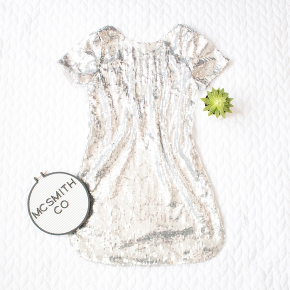 Fate Dresses & Skirts - Fate | NWT Silver Sequin Drop Back Shift Dress